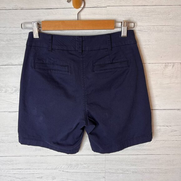 J Crew Shorts Womens Size 0 Navy Cotton Blend Chino Re-Imagined Preppy Casual - Picture 9 of 15
